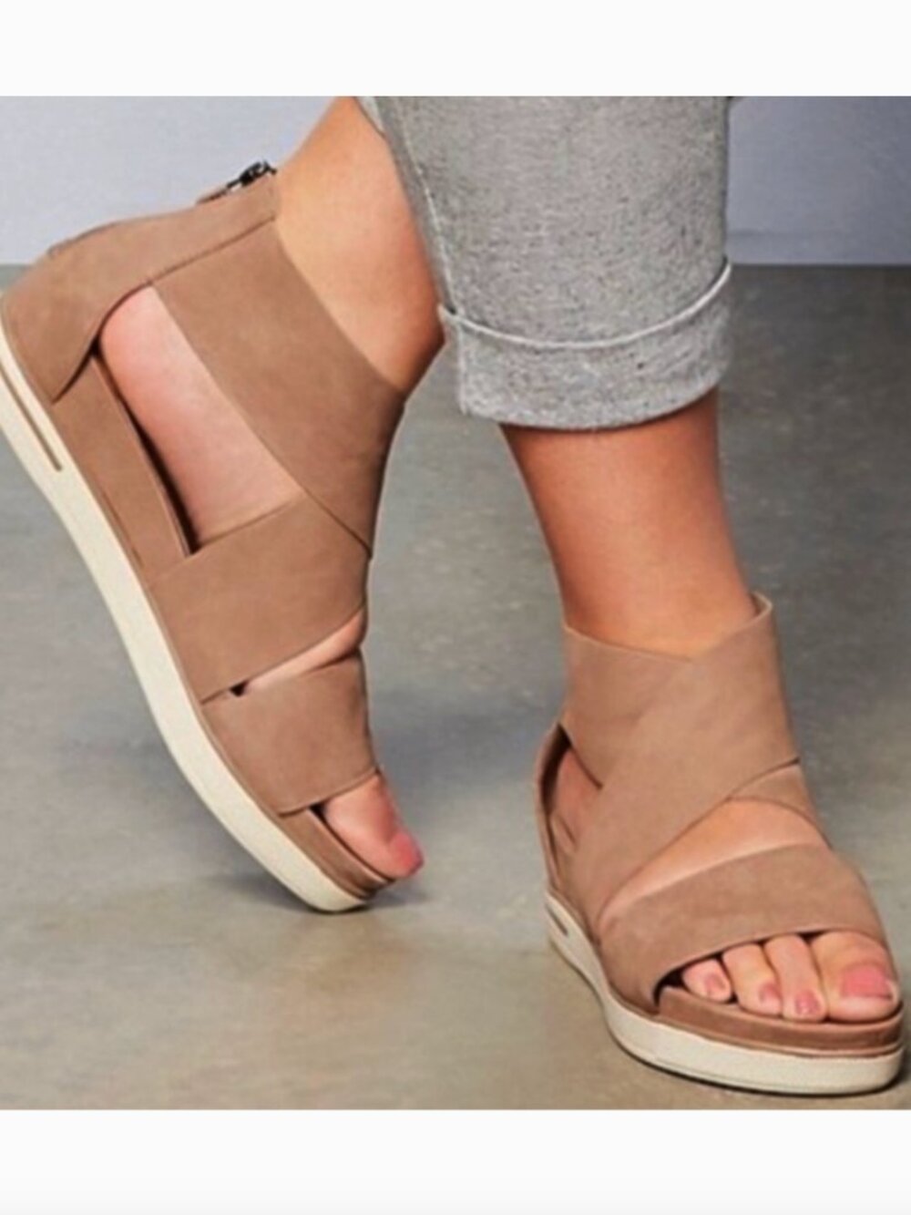 Eileen Fisher | Sport Tumbled Leather Sneaker Sandal in Honey Tan | Size 5.5